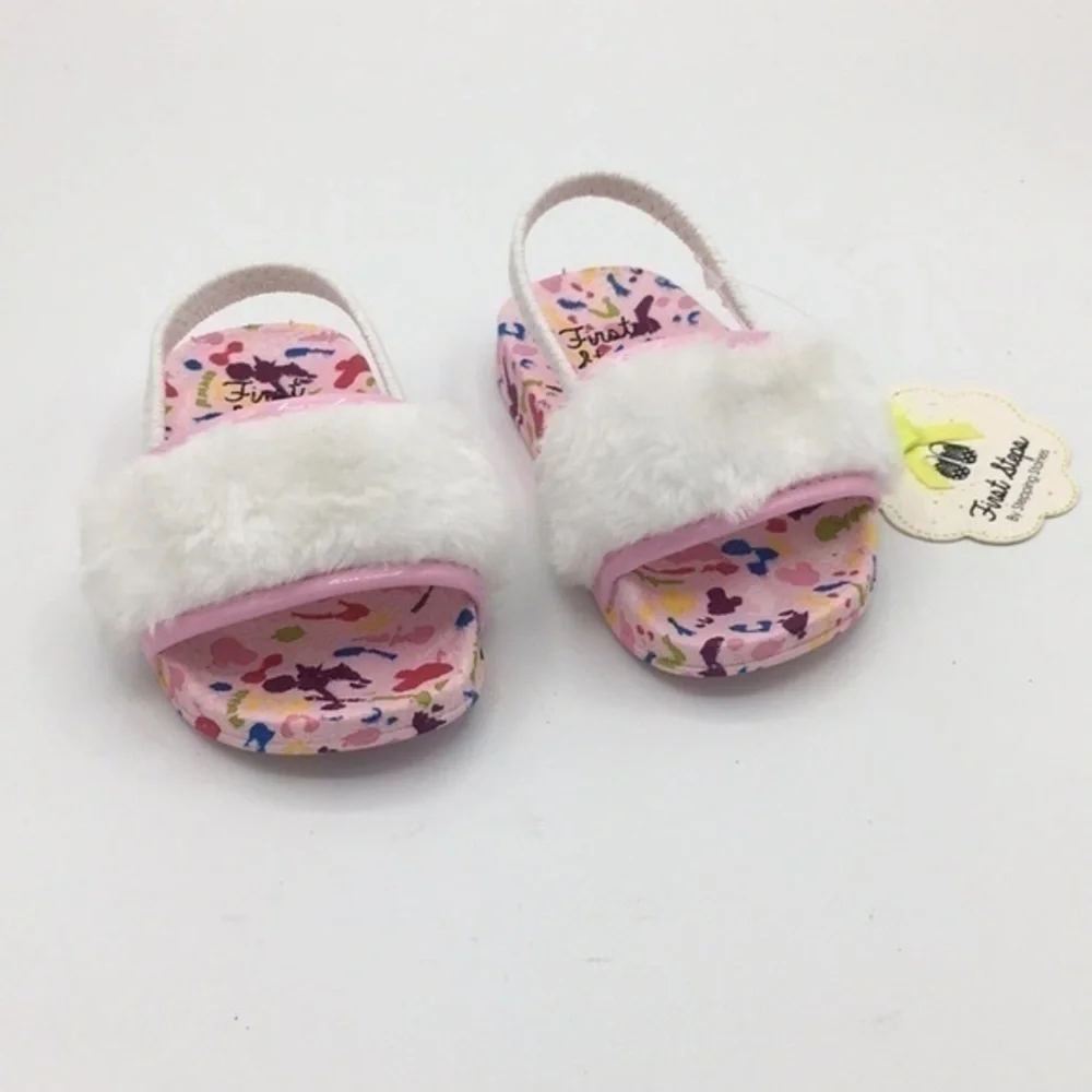 FIRST STEPS Fur Slide pink sandals